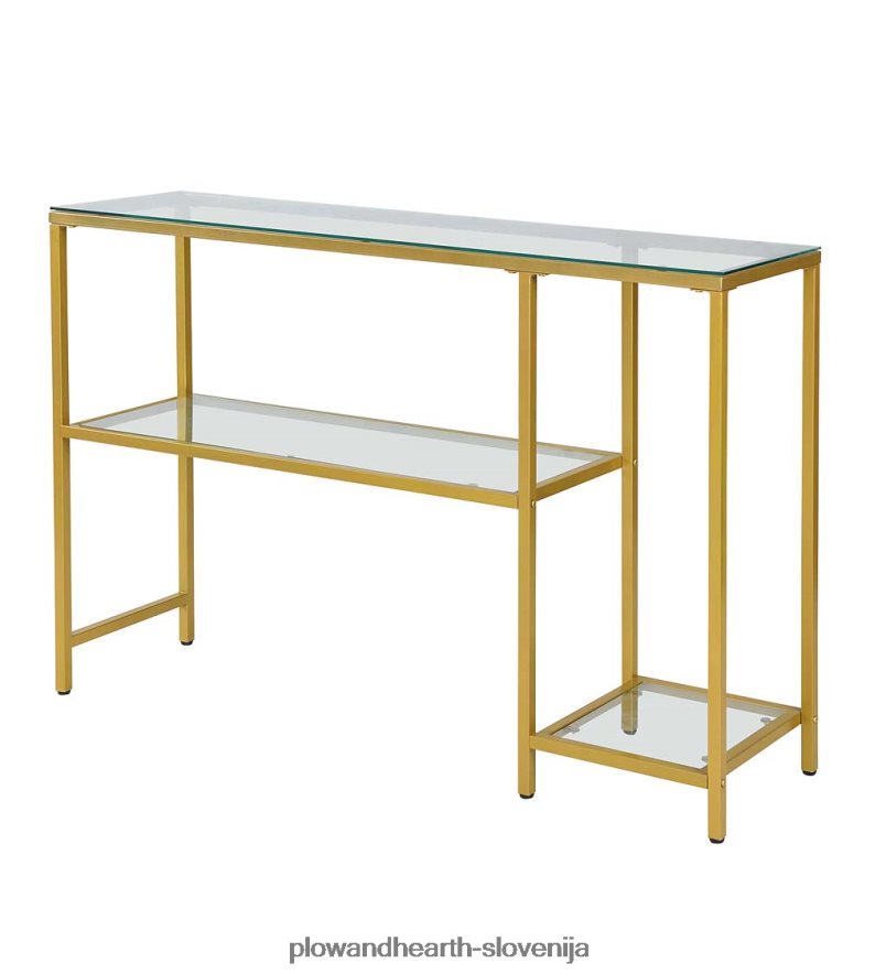 večnamenska konzolna mizica iz kaljenega stekla s policami - zlata Plow & Hearth 2V46082007 pohištvo