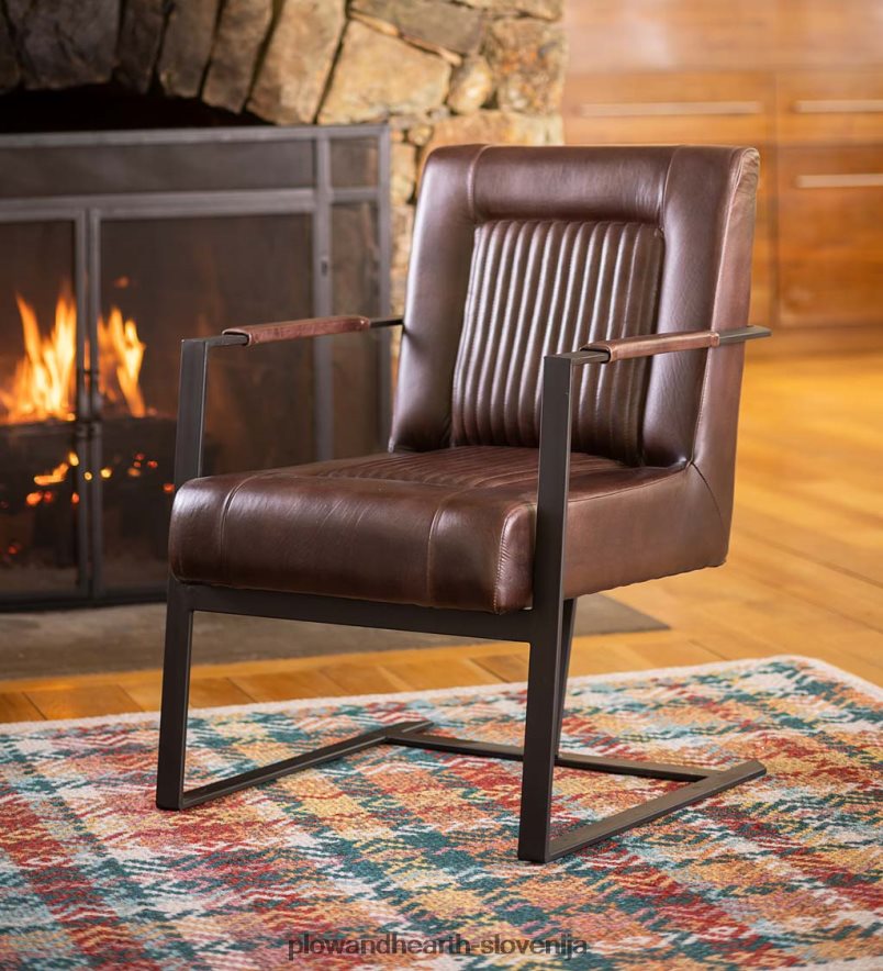 usnjeni in jekleni stol wayne - temna siena Plow & Hearth 2V46082031 pohištvo