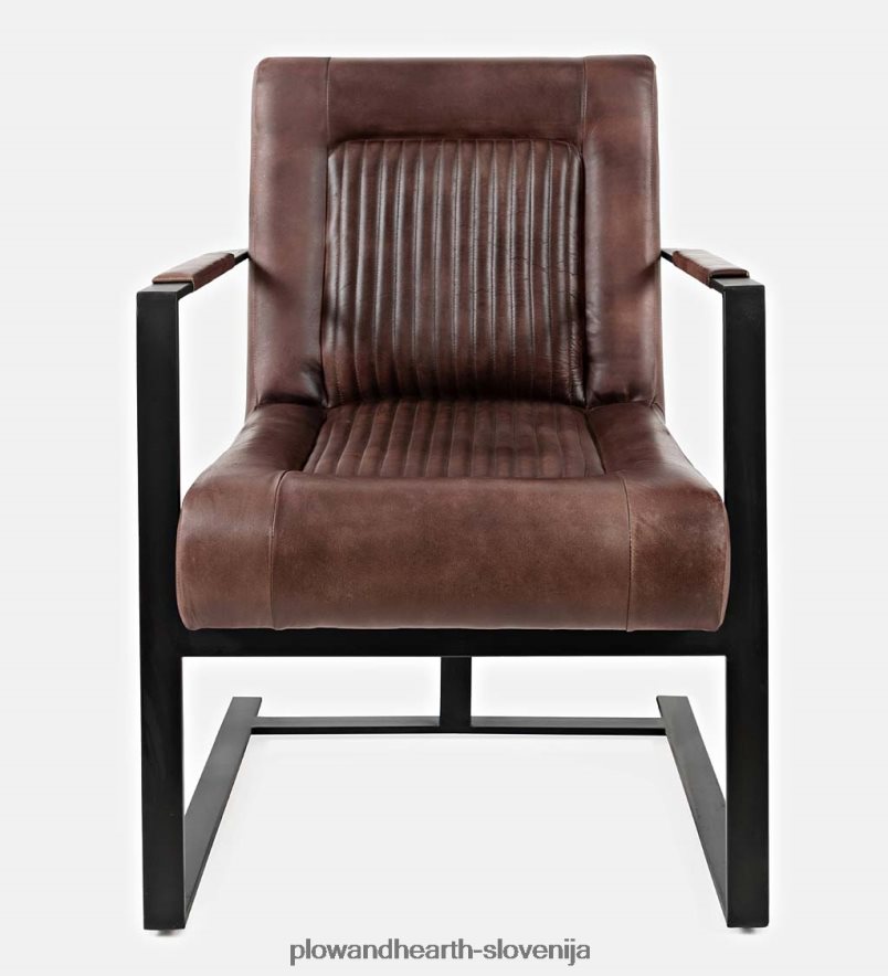 usnjeni in jekleni stol wayne - temna siena Plow & Hearth 2V46082031 pohištvo