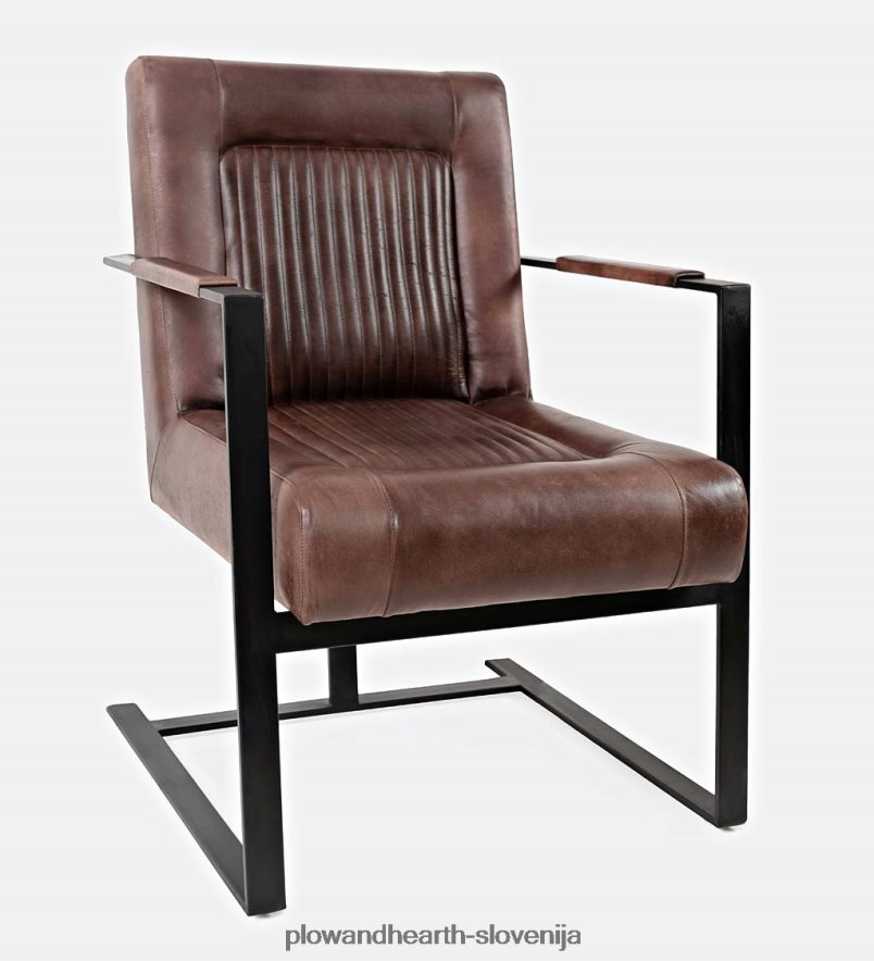 usnjeni in jekleni stol wayne - temna siena Plow & Hearth 2V46082031 pohištvo