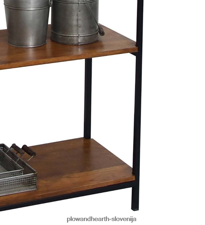 72 -visoka petopolna lesena in kovinska knjižna omara - kostanj Plow & Hearth 2V46082113 pohištvo