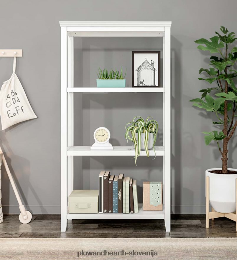 Kmečka hiša s tremi policami visoka knjižna polica za shranjevanje - prano siva Plow & Hearth 2V46082118 pohištvo