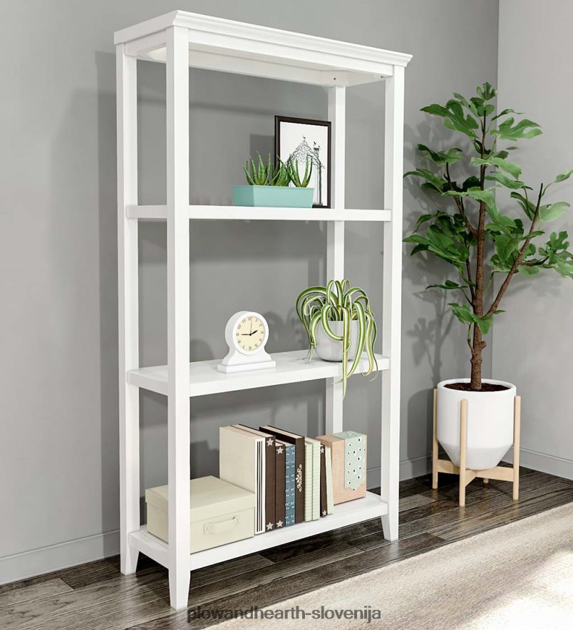 Kmečka hiša s tremi policami visoka knjižna polica za shranjevanje - prano siva Plow & Hearth 2V46082118 pohištvo