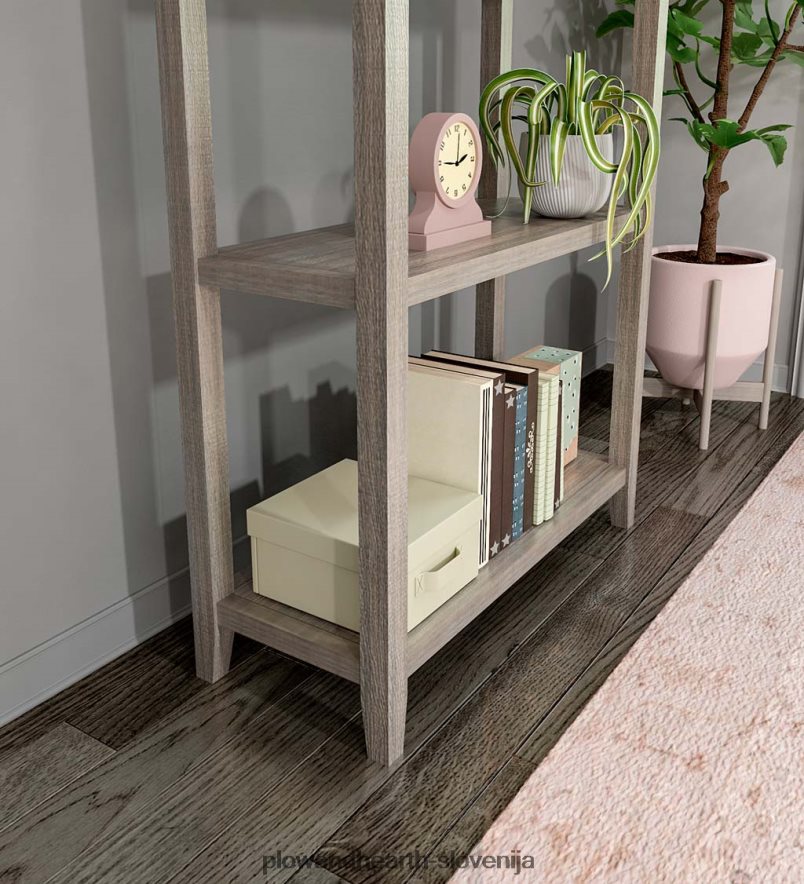 Kmečka hiša s tremi policami visoka knjižna polica za shranjevanje - prano siva Plow & Hearth 2V46082118 pohištvo