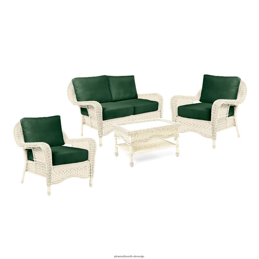 prospect hill zunanji pleteni globoki sedeži ljubezenska sedežna garnitura z blazinami - oblak bela s polnočno mornarskimi blazinami Plow & Hearth 2V46083261 pohištvo