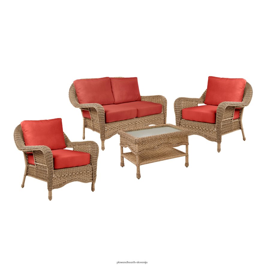 prospect hill zunanji pleteni globoki sedeži ljubezenska sedežna garnitura z blazinami - oblak bela s polnočno mornarskimi blazinami Plow & Hearth 2V46083261 pohištvo