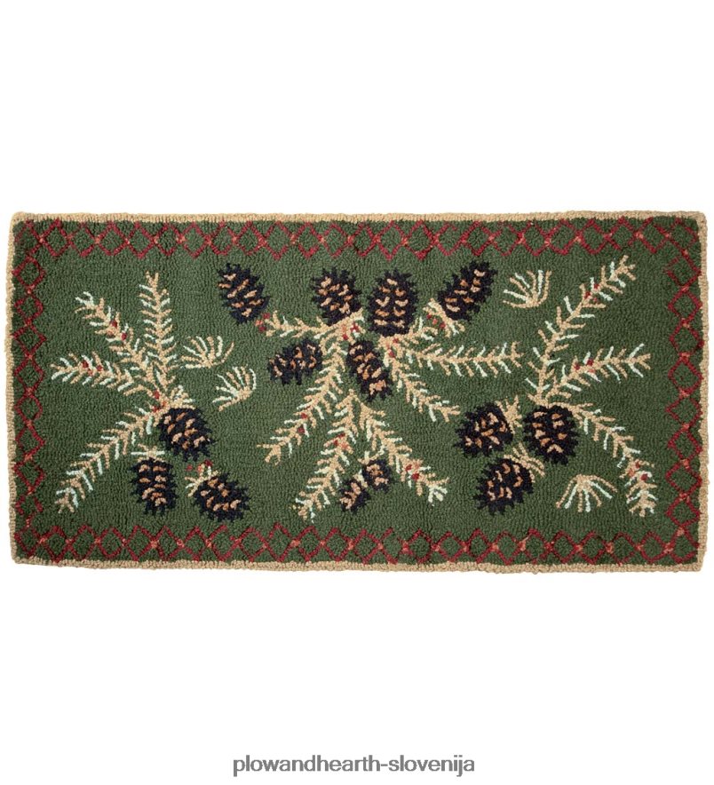 ročno zapeta volnena preproga iz borovih storžev Plow & Hearth 2V46081747 preproge in predpražniki