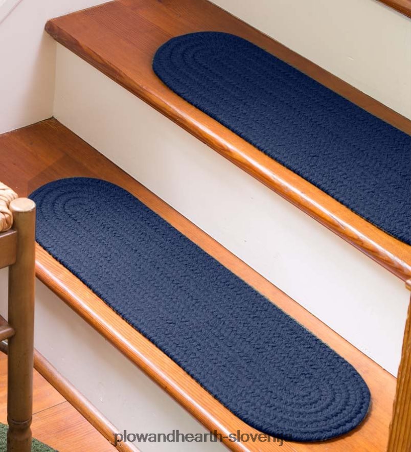 enobarvne podeželske klasične pletene polipropilenske stopniščne stopnice, komplet 4 - črne Plow & Hearth 2V46081913 preproge in predpražniki