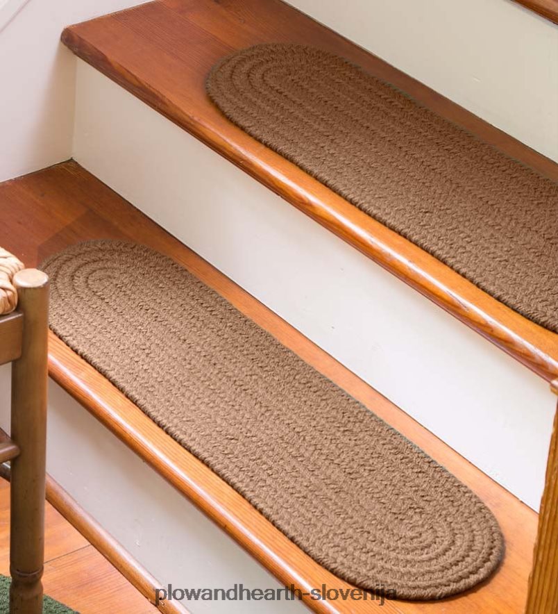 enobarvne podeželske klasične pletene polipropilenske stopniščne stopnice, komplet 4 - črne Plow & Hearth 2V46081913 preproge in predpražniki