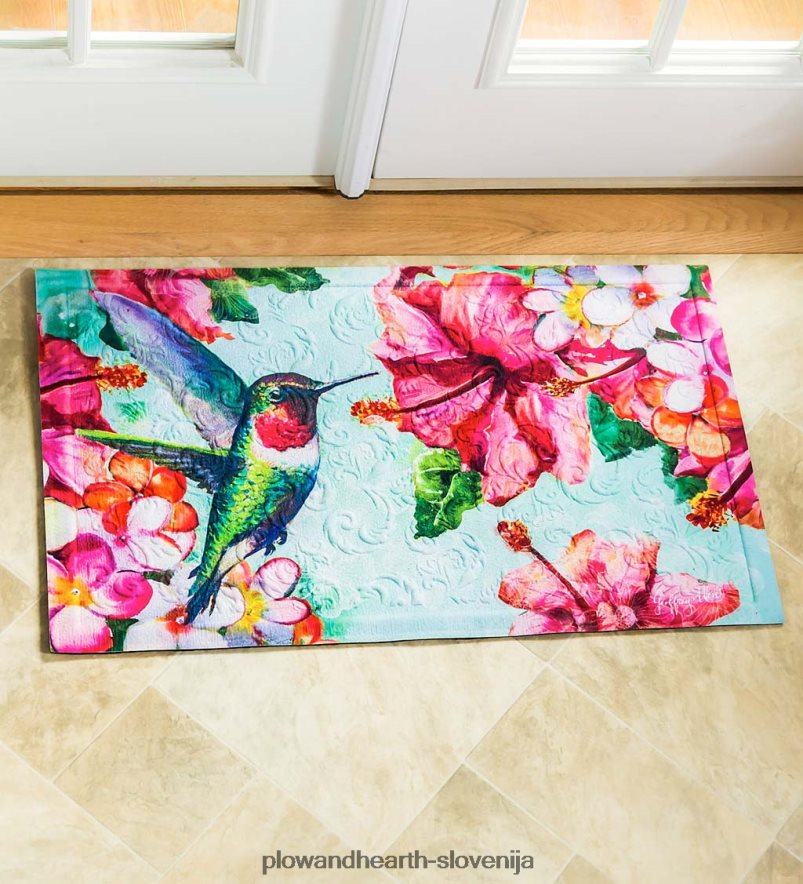 talna podloga z reliefom kolibrija in hibiskusa Plow & Hearth 2V46081378 preproge in predpražniki