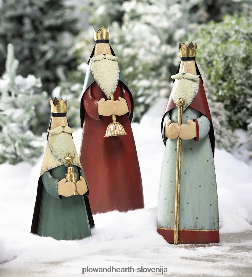 mali jaslični modrec, notranji/zunanji kovinski kip z zvezdo Plow & Hearth 2V46083136 sezonsko in darila