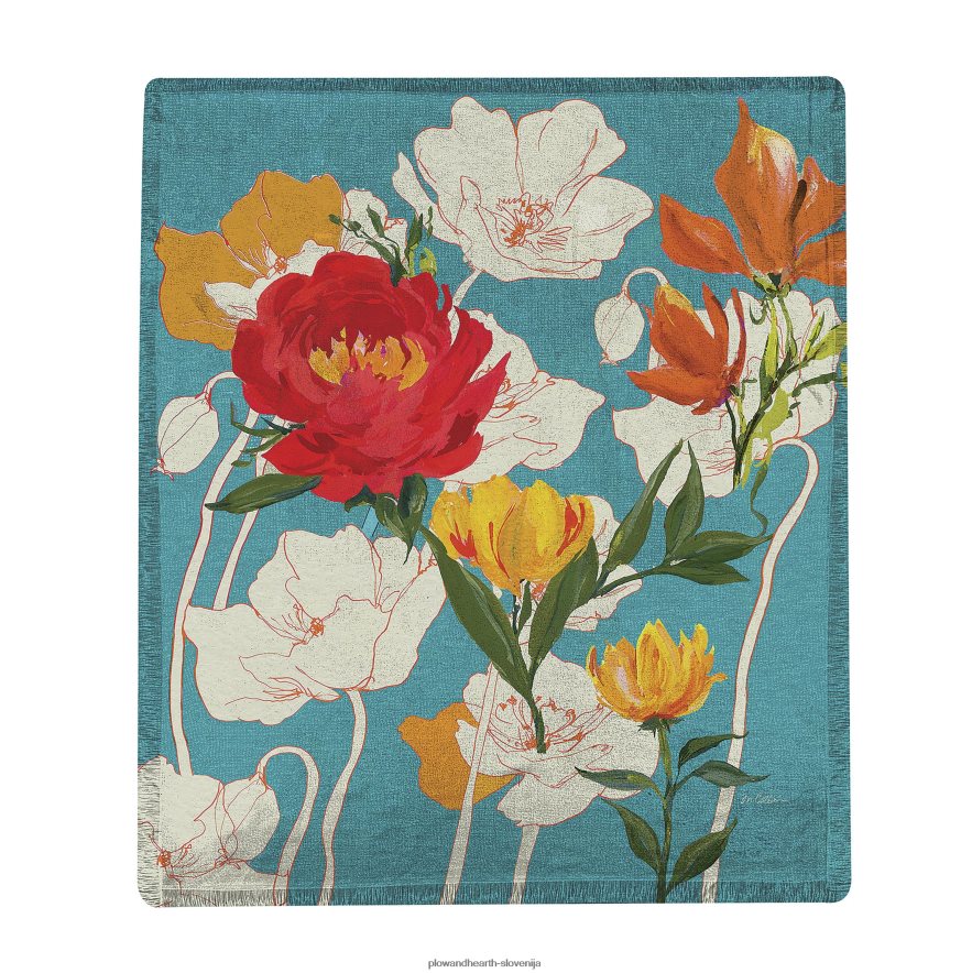 akvarel potonika in mak vržejo Plow & Hearth 2V46082305 sezonsko in darila