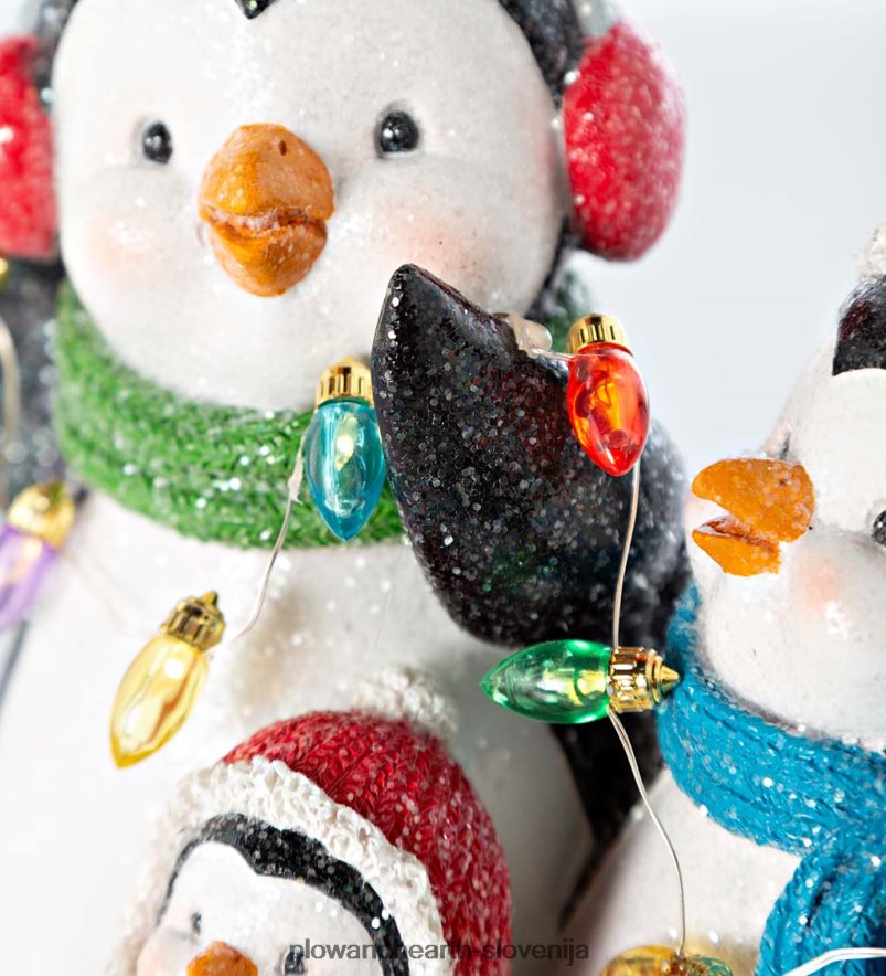 osvetljen trio pingvinov z božičnimi lučkami Plow & Hearth 2V46082211 sezonsko in darila