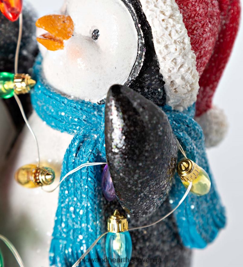 osvetljen trio pingvinov z božičnimi lučkami Plow & Hearth 2V46082211 sezonsko in darila