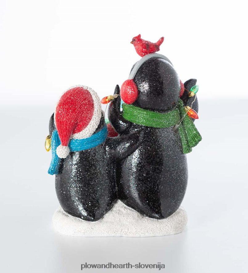 osvetljen trio pingvinov z božičnimi lučkami Plow & Hearth 2V46082211 sezonsko in darila