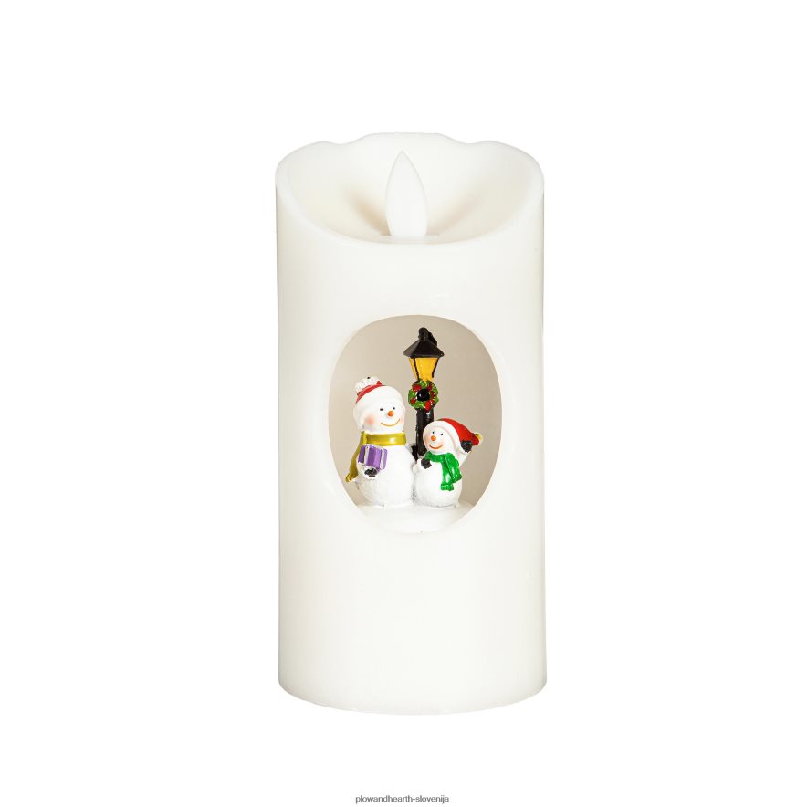 prižgana vrteča se sveča snežakov z glasbo Plow & Hearth 2V46082200 sezonsko in darila