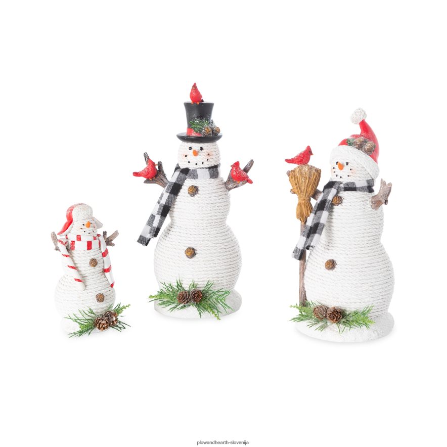 snežak družinski praznični poudarek, komplet 3 kom Plow & Hearth 2V46082174 sezonsko in darila