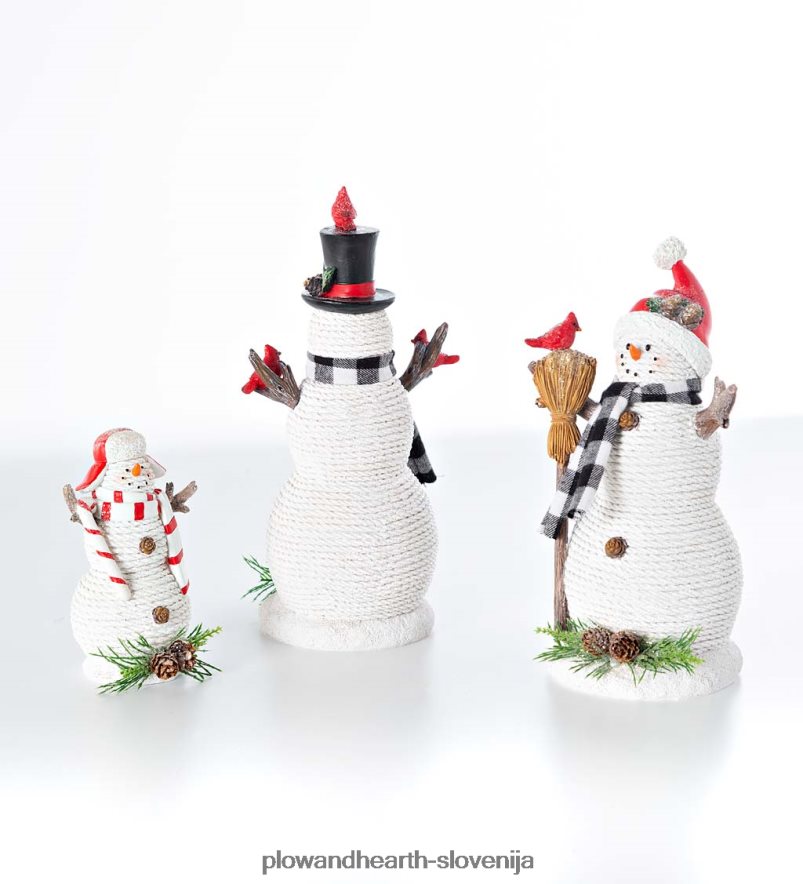 snežak družinski praznični poudarek, komplet 3 kom Plow & Hearth 2V46082174 sezonsko in darila