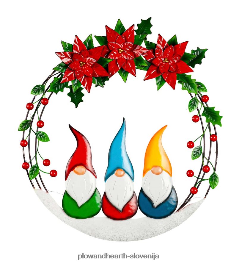 trije palčki božična zvezda kovinski venec Plow & Hearth 2V46082255 sezonsko in darila