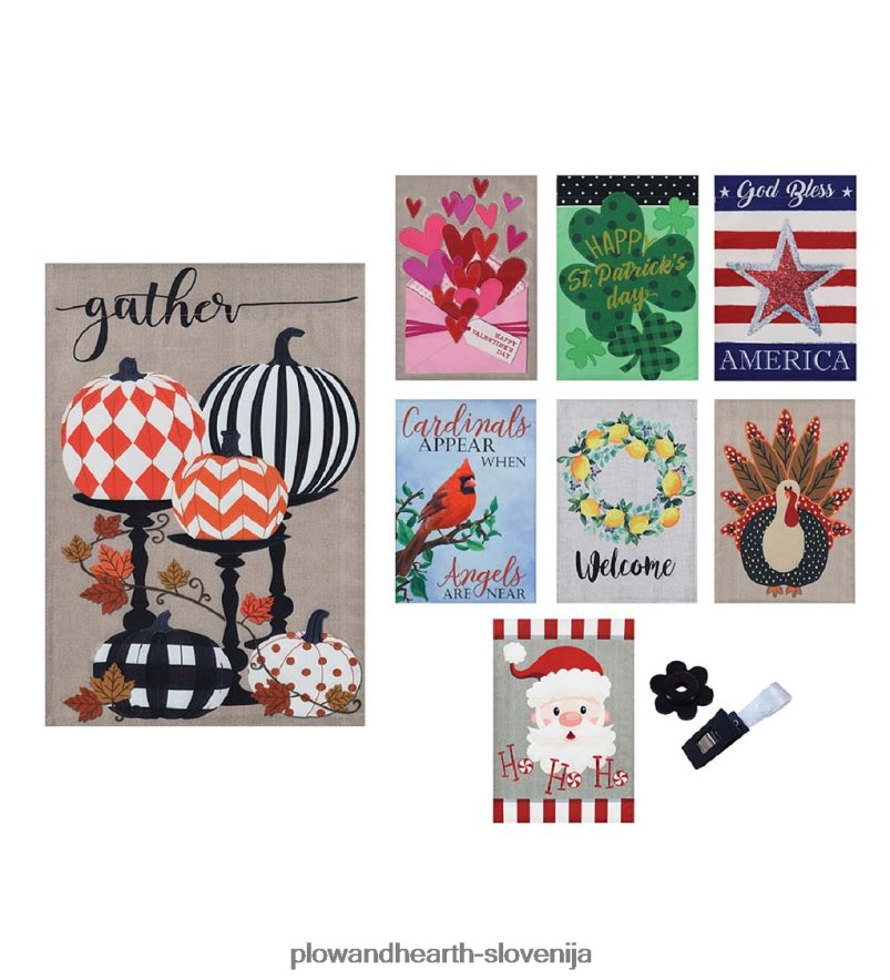 komplet 8 sezonskih vrtnih zastavic Plow & Hearth 2V46083110 sezonsko in darila