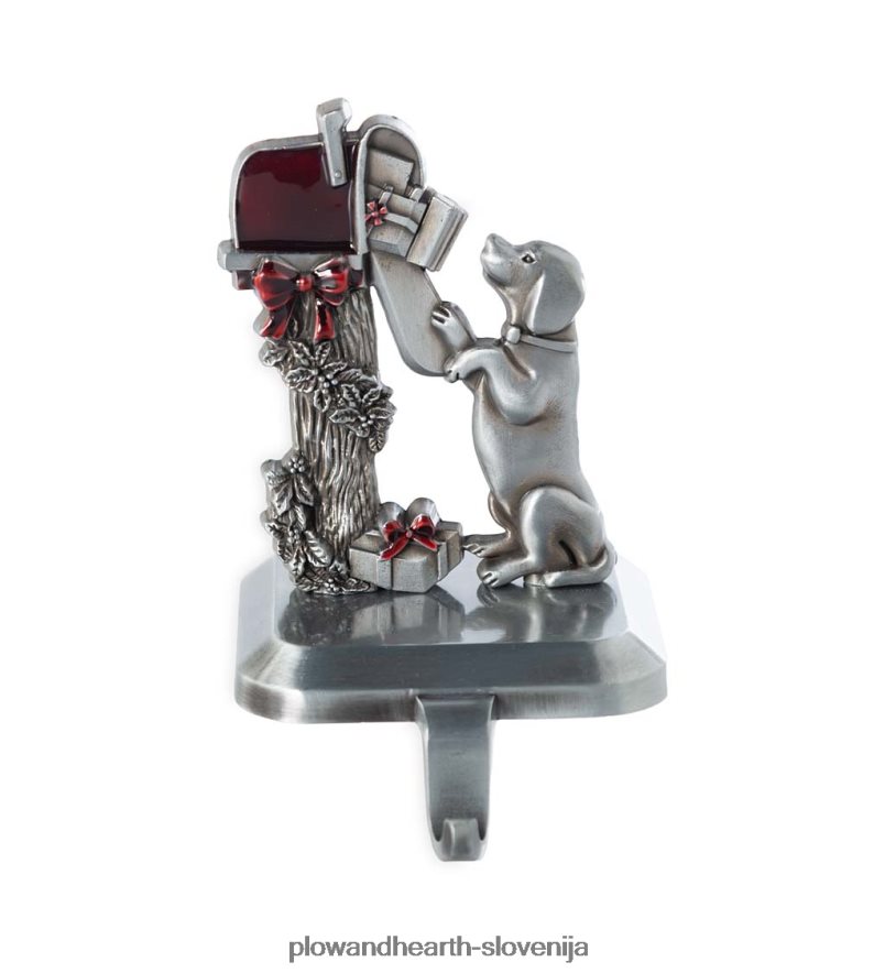 pes pri nabiralniku obešalnik za božične nogavice Plow & Hearth 2V46082137 sezonsko in darila