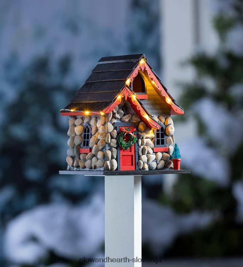 osvetljena božična koča ptičja hišica Plow & Hearth 2V46083086 sezonsko in darila