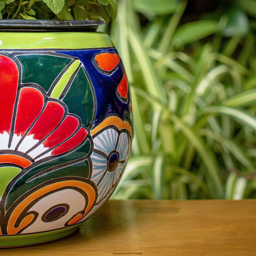 zeleni talavera baul sadilnik, srednji Plow & Hearth 2V46083229 sezonsko in darila